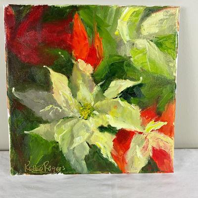 166 Original Oil Painting "Poinsettia Firenze" by Kathie Rogers