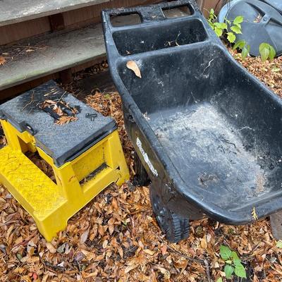 Yard cart and step with handle