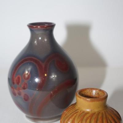 PAIR OF MID-CENTURY MODERN POTTERY VASES HALM HOGANAS (SWEDEN), L. HJORTH
