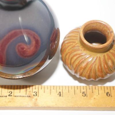 PAIR OF MID-CENTURY MODERN POTTERY VASES HALM HOGANAS (SWEDEN), L. HJORTH