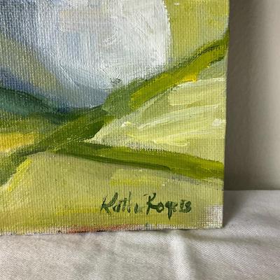 169 Original Oil Painting "Blue and White "Yellow Daffodils" by Kathie Rogers