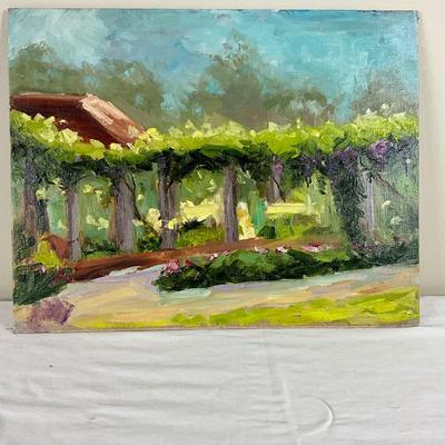 170 Original Oil Painting "Garden Pergola" by Kathie Rogers