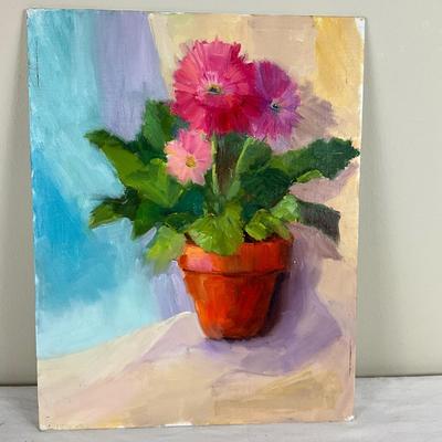 171 Original Oil Painting "Gerber Daisy Pot" by Kathie Rogers