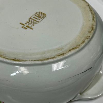 Ceramic Casserole Dish by Hall's Superior Quality, Rose White Covered Casserole Dish; Roses