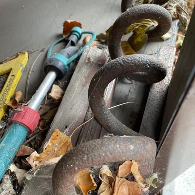 Lawn tractors and rusty metal pieces