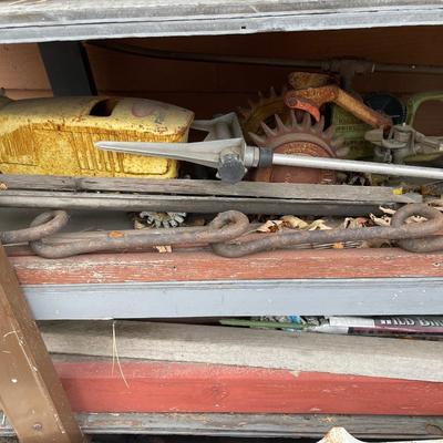 Lawn tractors and rusty metal pieces