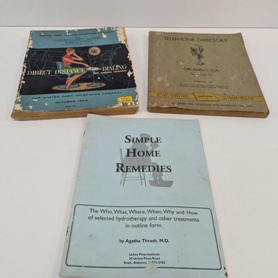 Vintage Telephone Books & Simple Home Remedies Book