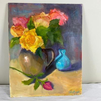 184 Original Oil Painting "Roses in Pitcher" by Kathie Rogers