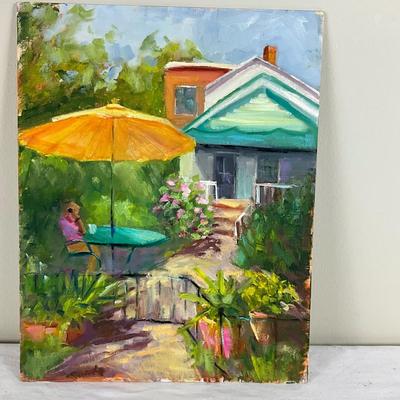 187 Original Oil Painting "Sitting in the Garden" by Kathie Rogers