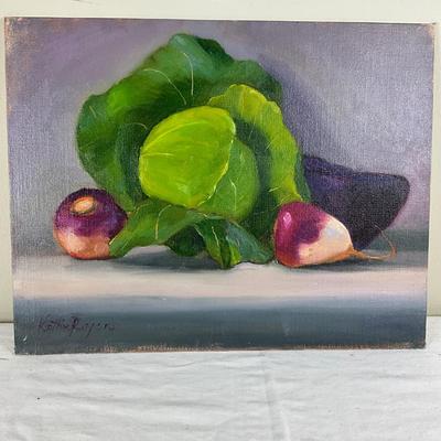 192 Original Oil Painting "Cabbage & Radishes" by Kathie Rogers