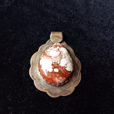 NATIVE AMERICAN MADE WILD HORSE JASPER SET IN STERLING SILVER PENDANT