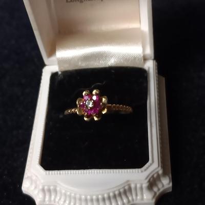 YELLOW STERLING SILVER RING WITH PINK STONES