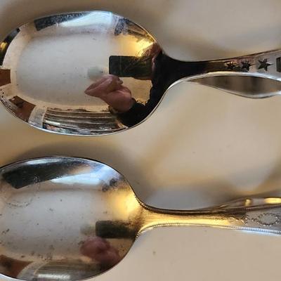 Two Silverplated Baby Feeding Spoons