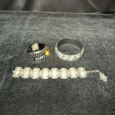 UNIQUE SILVER-TONE BRACELET W/2 OTHER BRACELETS