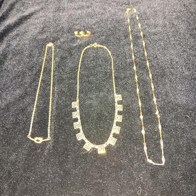 GOLD-TONE NECKLACES AND PIERCED EARRINGS