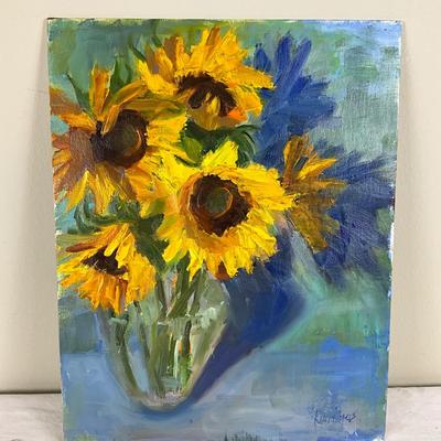 201 Original Oil Painting "Sunflowers in Vase" by Kathie Rogers