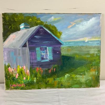 205 Original Oil Painting "Barn on the Water" by Kathie Rogers