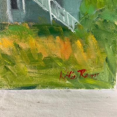 206 Original Oil Painting "The Old Blue house" by Kathie Rogers