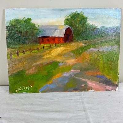 Sale Photo Thumbnail #655: Original oil on board measuring 9" high x 12" wide 
Signed lower left corner