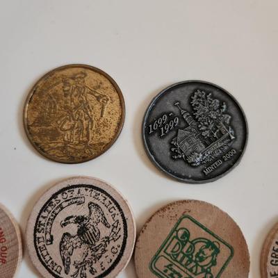 Collection of Buttons, Badges, Tokens & Wood Nickels