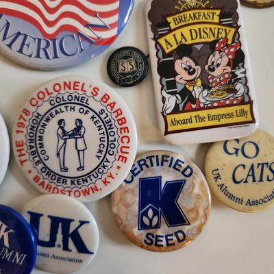 Collection of Buttons, Badges, Tokens & Wood Nickels
