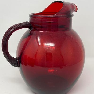 Holiday Red Ruby Pitcher & Four 5” Tumblers
