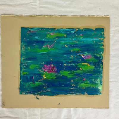 213 Monet Water Lilies Monoprint by Kathie Rogers
