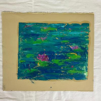 213 Monet Water Lilies Monoprint by Kathie Rogers
