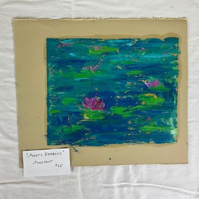 213 Monet Water Lilies Monoprint by Kathie Rogers