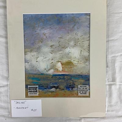214 Sailing Monoprint by Kathie Rogers