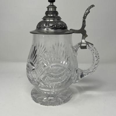 Cut Crystal Pewter Lid Stein