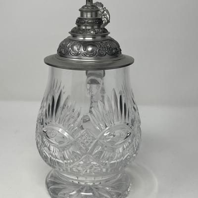 Cut Crystal Pewter Lid Stein