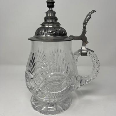 Cut Crystal Pewter Lid Stein