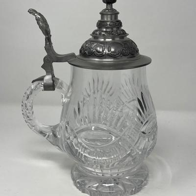 Cut Crystal Pewter Lid Stein