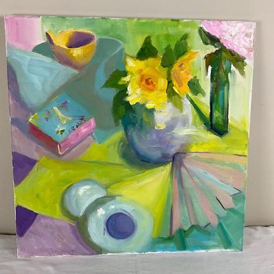 Sale Photo Thumbnail #689: Measuring 18" x 18" oil on canvas 
No signature