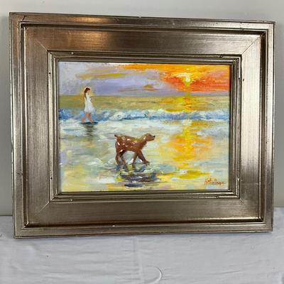 222 Original Oil Painting "Beach Walk " by Kathie Rogers