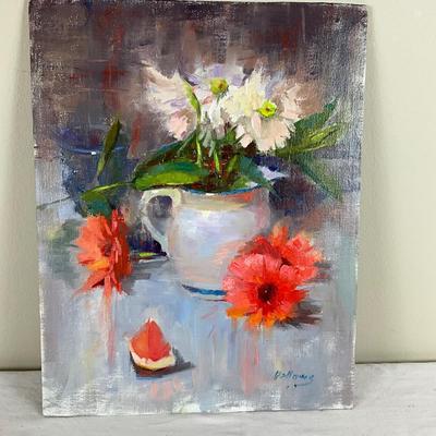 226 Original Oil Painting Blue and White with Grapefruit by Bellows