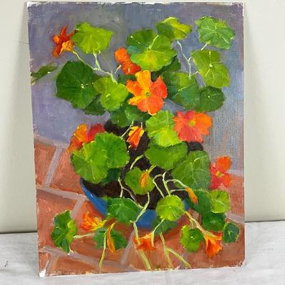 231 Original Oil Painting Orange Floral by Kathie Rogers