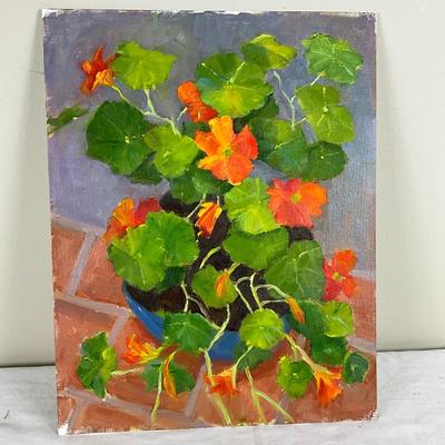 231 Original Oil Painting Orange Floral by Kathie Rogers
