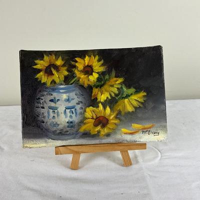 233 Original Mini Oil Painting of Sunflowers by June McElvany Coonce