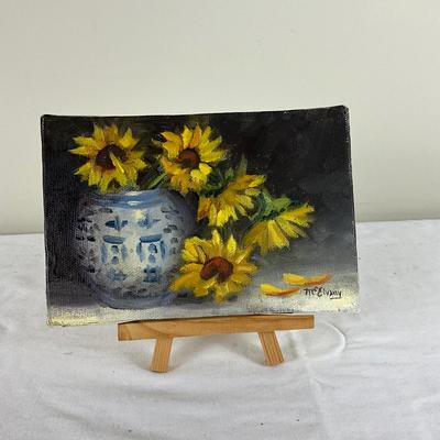 233 Original Mini Oil Painting of Sunflowers by June McElvany Coonce