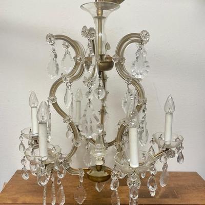 Vintage Italian Large Crystal Murano Glass 6-Light Chandelier, 1950s