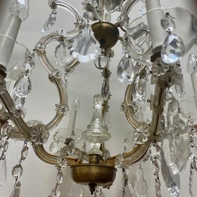 Vintage Italian Large Crystal Murano Glass 6-Light Chandelier, 1950s