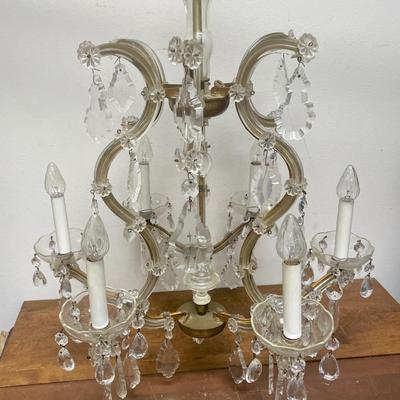 Vintage Italian Large Crystal Murano Glass 6-Light Chandelier, 1950s