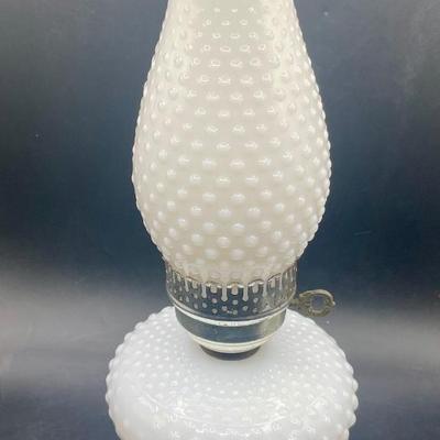 Vintage White Glass Hobnail Lamp