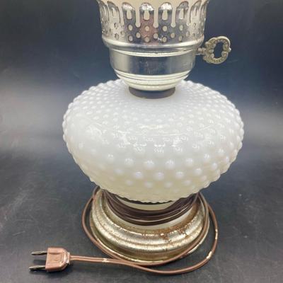 Vintage White Glass Hobnail Lamp