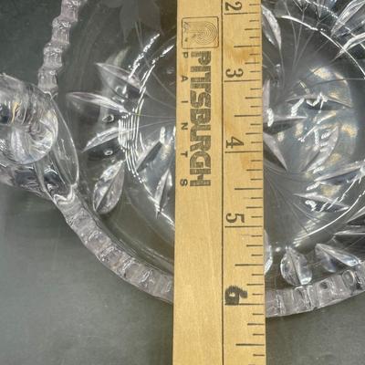 Vintage American Brilliant Cut Glass Nappy Dish With Finger Loop c1970's