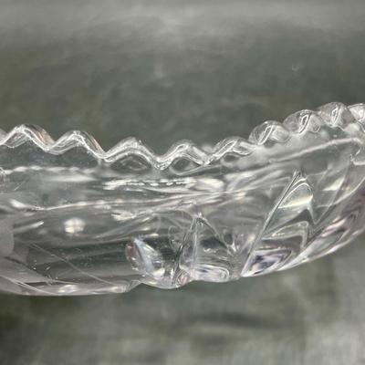 Vintage American Brilliant Cut Glass Nappy Dish With Finger Loop c1970's