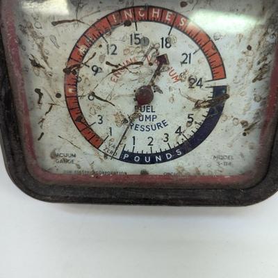 Vintage Car Collector Parts Vacuum Gauge Red Glass Covers