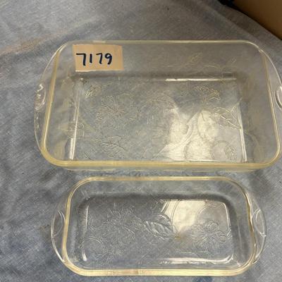 Vintage beautiful glass baking dishes, pretty flowers